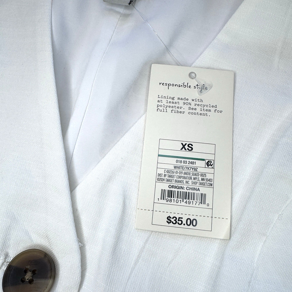 A New Day Womens XS White Linen Blend Dress Button Front Sleeveless - Picture 5 of 9